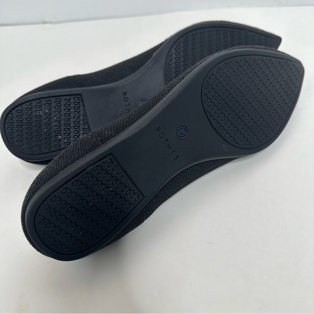 Rothy's Black Pointed Flats with Blue Trim - Picture 6 of 7